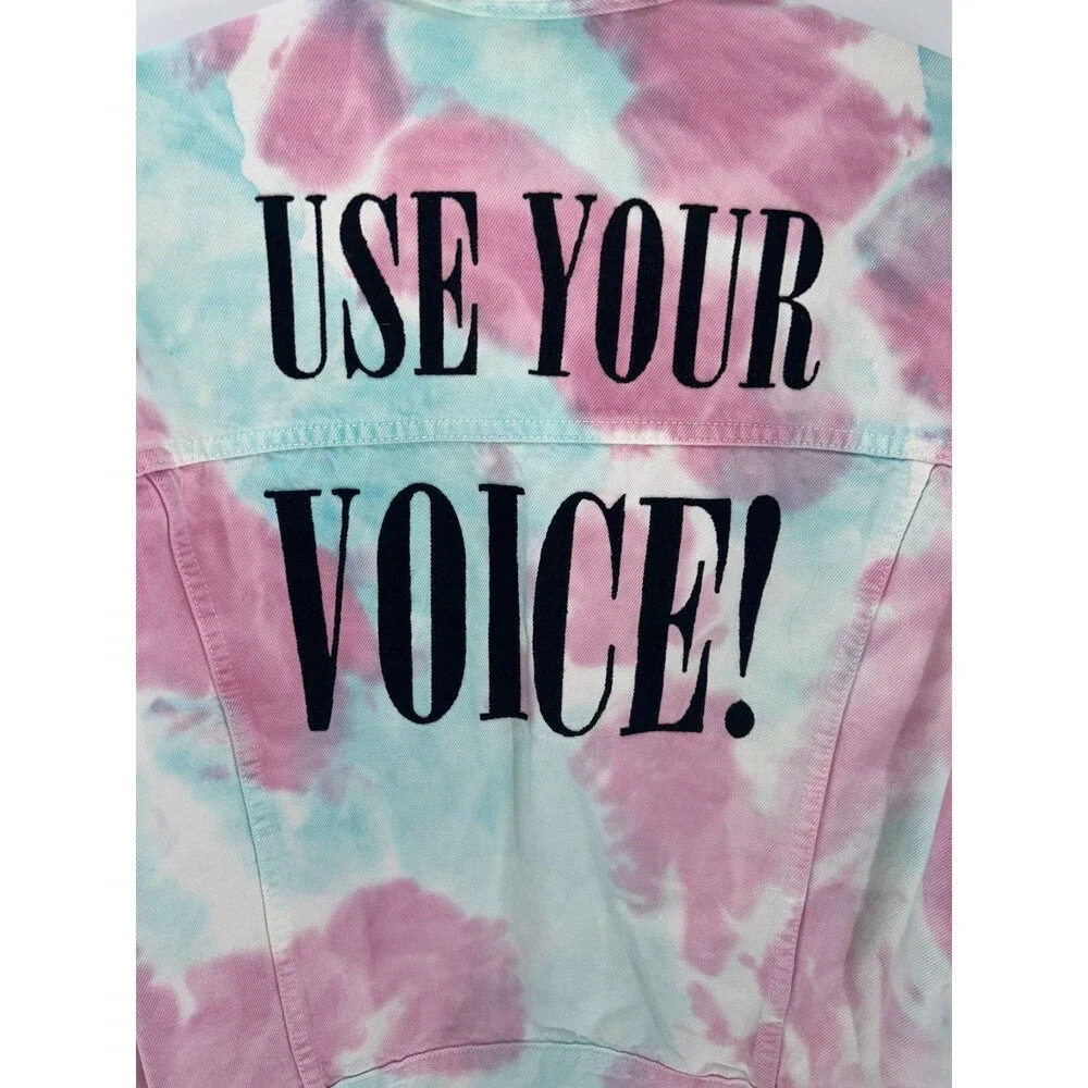 Women’s Levi's Pastel Tie Dye Y2K Oversized Trucker Style Denim Jacket Size XS - Picture 7 of 9